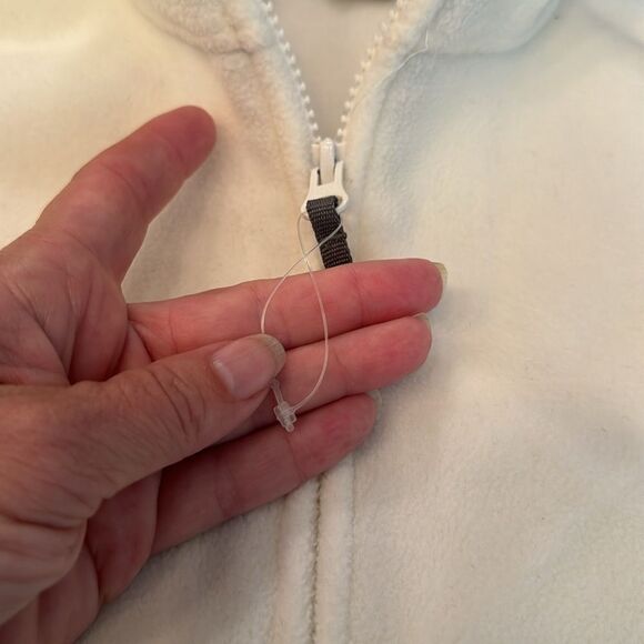 LANDS' END Full Zip White Fleece Jacket - Picture 5 of 12